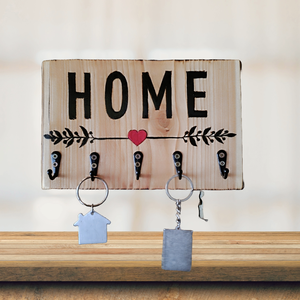 HOME fa fali kulcstartó - rusztikus, otthonos hangulat  - otthon & életmód - dekoráció - fali és függő dekoráció - fali kulcstartó - Meska.hu