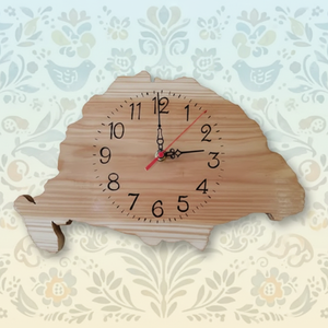 Nagy Magyarország formájú kézműves falióra , Otthon & Életmód, Dekoráció, Fali és függő dekoráció, Falióra & óra, Famegmunkálás, Gravírozás, pirográfia, MESKA