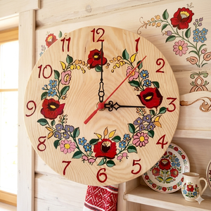 Kalocsai mintás fa falióra , Otthon & Életmód, Dekoráció, Fali és függő dekoráció, Falióra & óra, Famegmunkálás, MESKA