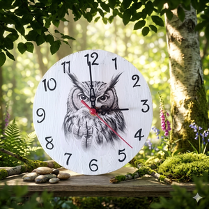 Fából készült kézműves baglyos falióra , Otthon & Életmód, Dekoráció, Fali és függő dekoráció, Falióra & óra, Famegmunkálás, MESKA