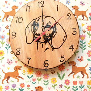 Fa óra tacskó kutyussal , Otthon & Életmód, Dekoráció, Fali és függő dekoráció, Falióra & óra, Famegmunkálás, MESKA