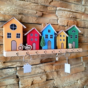 Színes városka kulcstartó � egyedi kézműves lakásdekor - otthon & életmód - dekoráció - fali és függő dekoráció - fali kulcstartó - Meska.hu