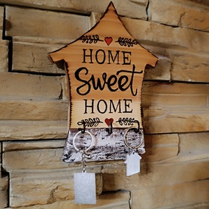 Home Sweet Home � Kézműves Fa Kulcstartó és Falikép - otthon & életmód - dekoráció - fali és függő dekoráció - fali kulcstartó - Meska.hu