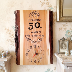 Egyedi Falióra 50. Házassági Évfordulóra � Rusztikus Fa Emlékajándék, Otthon & Életmód, Dekoráció, Fali és függő dekoráció, Falióra & óra, Famegmunkálás, MESKA