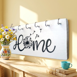 Home és Pitypang � Kézzel festett fa kulcstartó - otthon & életmód - dekoráció - fali és függő dekoráció - fali kulcstartó - Meska.hu