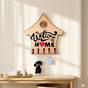 Welcome Home � Kézműves Fa Kulcstartó Életfa Díszítéssel - Meska.hu