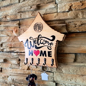 Welcome Home � Kézműves Fa Kulcstartó Életfa Díszítéssel - otthon & életmód - dekoráció - fali és függő dekoráció - fali kulcstartó - Meska.hu