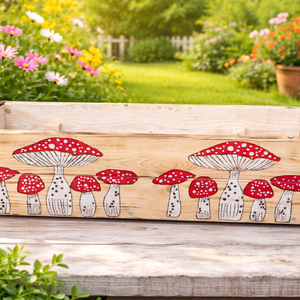 Vidám, kézzel díszített fa virágláda � egyedi hangulat a kertedbe vagy teraszodra!  - Meska.hu