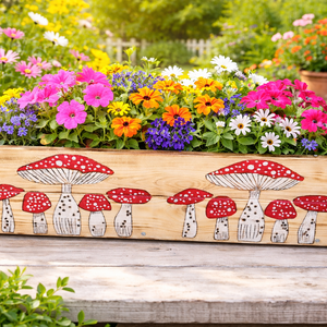 Vidám, kézzel díszített fa virágláda � egyedi hangulat a kertedbe vagy teraszodra!  - otthon & életmód - ház & kert - virágláda, balkonláda - Meska.hu