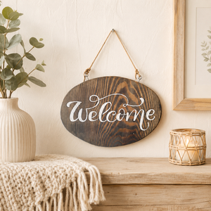 Rusztikus Welcome fatábla � kézzel készített otthon dekoráció - Meska.hu