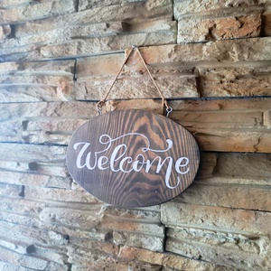 Rusztikus Welcome fatábla � kézzel készített otthon dekoráció - otthon & életmód - ház & kert - isten hozott tábla - Meska.hu
