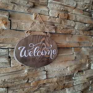 Rusztikus Welcome fatábla � kézzel készített otthon dekoráció - otthon & életmód - ház & kert - isten hozott tábla - Meska.hu