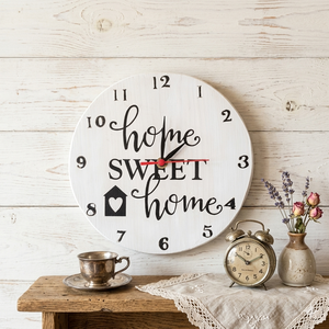 Home Sweet Home Vintage Stílusú Kézműves Fa Falióra - Meska.hu