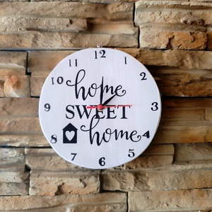 Home Sweet Home Vintage Stílusú Kézműves Fa Falióra - otthon & életmód - dekoráció - fali és függő dekoráció - falióra & óra - Meska.hu