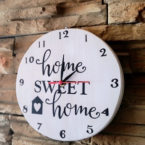 Home Sweet Home Vintage Stílusú Kézműves Fa Falióra - otthon & életmód - dekoráció - fali és függő dekoráció - falióra & óra - Meska.hu