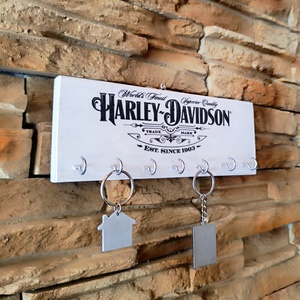 Harley-Davidson Vintage Stílusú Fa Fali Kulcstartó - otthon & életmód - dekoráció - fali és függő dekoráció - fali kulcstartó - Meska.hu