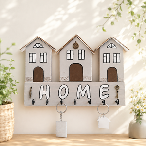 HOME házikós fa kulcstartó � rusztikus, kézzel készült fali kulcstartó, Otthon & Életmód, Dekoráció, Fali és függő dekoráció, Fali kulcstartó, Famegmunkálás, MESKA