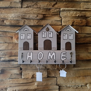 HOME házikós fa kulcstartó � rusztikus, kézzel készült fali kulcstartó - otthon & életmód - dekoráció - fali és függő dekoráció - fali kulcstartó - Meska.hu