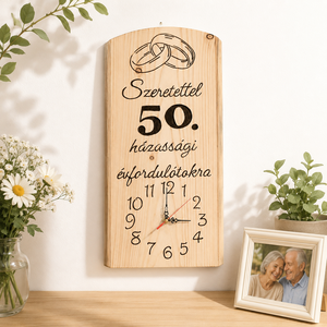 50. házassági évfordulós egyedi fa falióra � szeretettel készült ajándék  - Meska.hu
