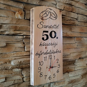 50. házassági évfordulós egyedi fa falióra � szeretettel készült ajándék  - otthon & életmód - dekoráció - fali és függő dekoráció - falióra & óra - Meska.hu