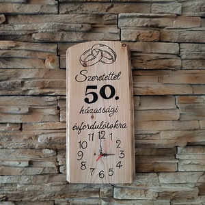 50. házassági évfordulós egyedi fa falióra � szeretettel készült ajándék  - otthon & életmód - dekoráció - fali és függő dekoráció - falióra & óra - Meska.hu