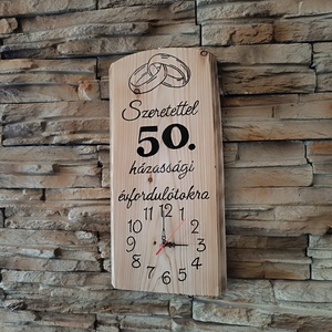 50. házassági évfordulós egyedi fa falióra � szeretettel készült ajándék  - otthon & életmód - dekoráció - fali és függő dekoráció - falióra & óra - Meska.hu