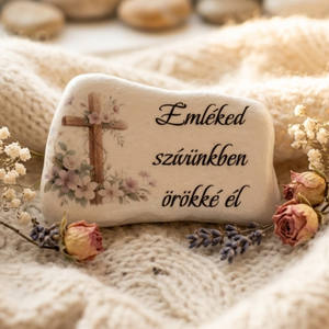 Emléked szívünkben él � Finom kidolgozású kegyeleti emlékkő, Otthon & Életmód, Vallás, Temetkezési tárgy, Sírdísz, kegyeleti dísz, Decoupage, transzfer és szalvétatechnika, MESKA