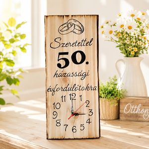 Egyedi fa falióra � 50. házassági évfordulóra � Kézműves ajándék aranylakodalomra - Meska.hu