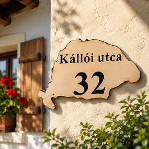 Nagy Magyarország formájú fa házszám � Egyedi kézműves termék, népi hangulatban - Meska.hu
