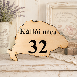 Nagy Magyarország formájú fa házszám � Egyedi kézműves termék, népi hangulatban - otthon & életmód - ház & kert - házszám - Meska.hu
