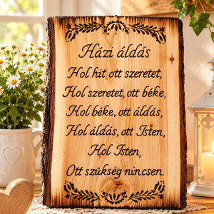Házi áldás � rusztikus fa falikép  - Meska.hu