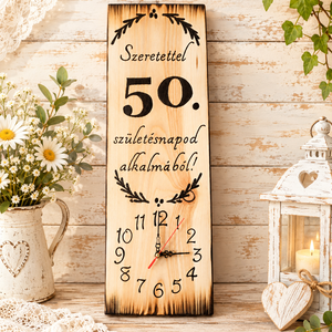�� Egyedi fa falióra � 50. születésnapra, szeretettel - Meska.hu