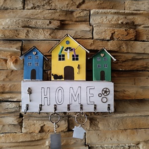 � Egyedi, kézzel készített HOME kulcstartó � Vidám házikók, otthonos hangulat - otthon & életmód - dekoráció - fali és függő dekoráció - fali kulcstartó - Meska.hu