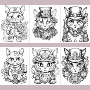 A steampunk macska színeződ 1. - 30 oldal - művészet - grafika & illusztráció - digitális - Meska.hu