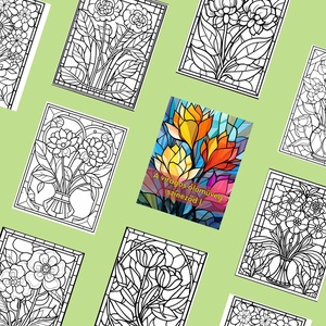 A virágos ólomüveg színeződ 1. - 30 oldal, Művészet, Grafika & Illusztráció, Digitális, Fotó, grafika, rajz, illusztráció, MESKA
