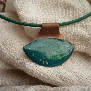 Szem alakú tűzzománc medál (tengerzöld) -  - Meska.hu
