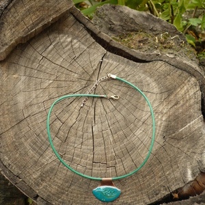 Szem alakú tűzzománc medál (tengerzöld) -  - Meska.hu