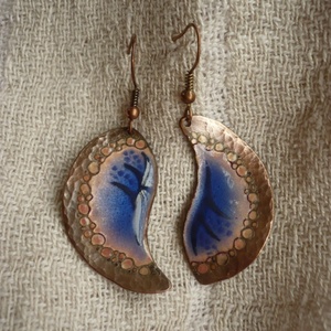 Kalapált szélű tűzzománc fülbevaló (sötétkék) -  - Meska.hu