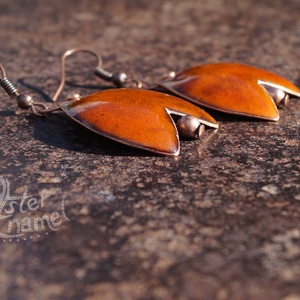 Tulipán formájú tűzzománc fülbevaló, nagy méretű, narancs - ékszer - fülbevaló - lógó fülbevaló - Meska.hu