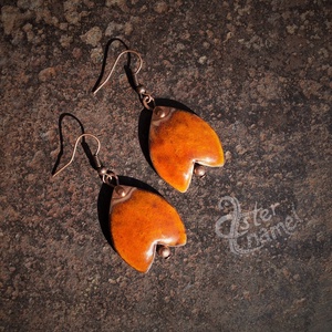 Tulipán formájú tűzzománc fülbevaló, nagy méretű, narancs - Meska.hu