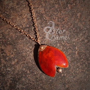 Tulipán formájú tűzzománc medál, nagy méretű, piros - Meska.hu