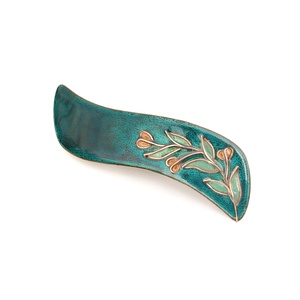 Virágszálas tengerzöld tűzzománc hajcsat - Meska.hu