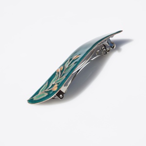 Virágszálas tengerzöld tűzzománc hajcsat - ruha & divat - hajdísz & hajcsat - hajcsat & hajtű - Meska.hu