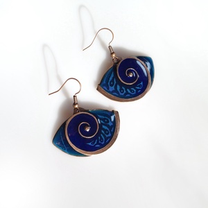 Nagy sötétkék csigás fülbevaló  - Meska.hu