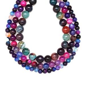 Achát szinezett sávos lila zöld golyó 8mm  ékszerkészítő alapanyag (füzér), Kellékek & szerszámok, Ásvány alapanyag, Ásványfüzér, , MESKA