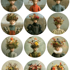 Nature Crown Portraits (D) � Botanikus fantázia-mintás rizspapír, decoupage rizspapír, A4-es rizspapír decoupage-hoz, Kellékek & szerszámok, Papír, Decoupage papír, Decoupage, transzfer és szalvétatechnika, MESKA