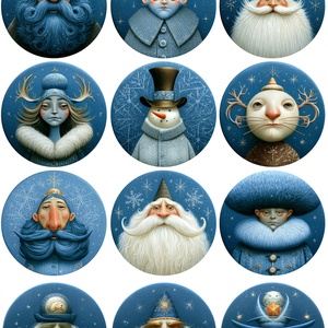 Crăciun albastru (2) � Hârtie de orez cu portrete fantezie, hârtie de orez decupaj A4 - kellékek & szerszámok - papír - decoupage papír - Meska.hu