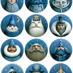 Crăciun albastru (2) � Hârtie de orez cu portrete fantezie, hârtie de orez decupaj A4 - kellékek & szerszámok - papír - decoupage papír - Meska.hu