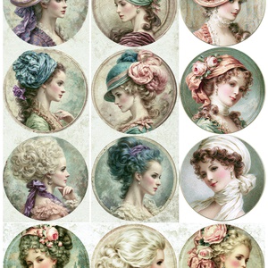 Portrete Aristocrate (C) � Decoupage din hartie de orez cu portrete de epoca, Hartie de orez A4 pentru decoupage - Meska.hu