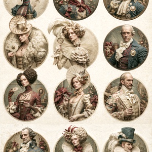 Cabinet of Curiosities (E) � Rizspapírra nyomtatott arisztokrata portrék, A4-es decoupage rizspapír - Meska.hu